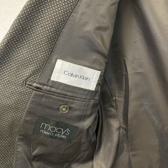 Calvin Klein Suit Jacket Mens Size 42 L Brown Stretch Tweed Blazer 42L EUC - Picture 3 of 16